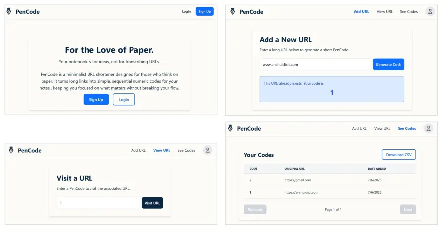 pencode url shortener