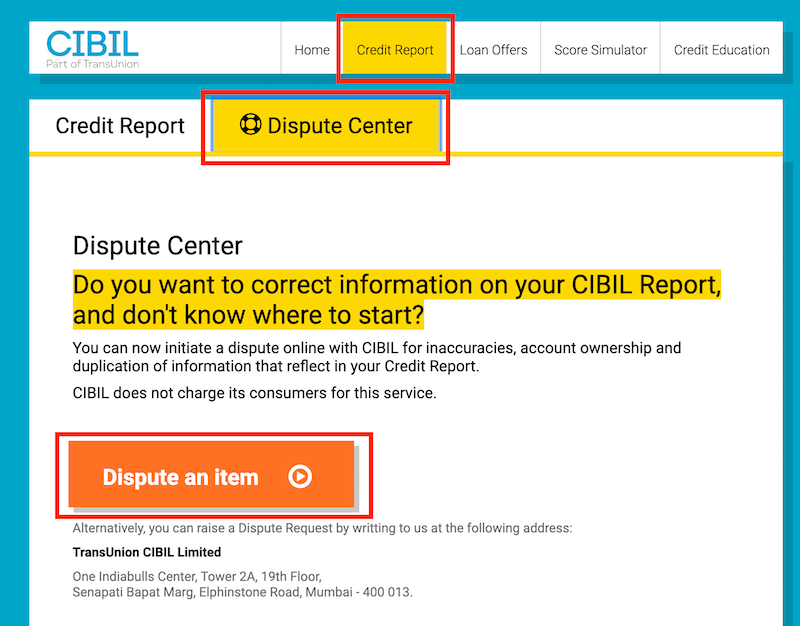 cibil report dispute redressal